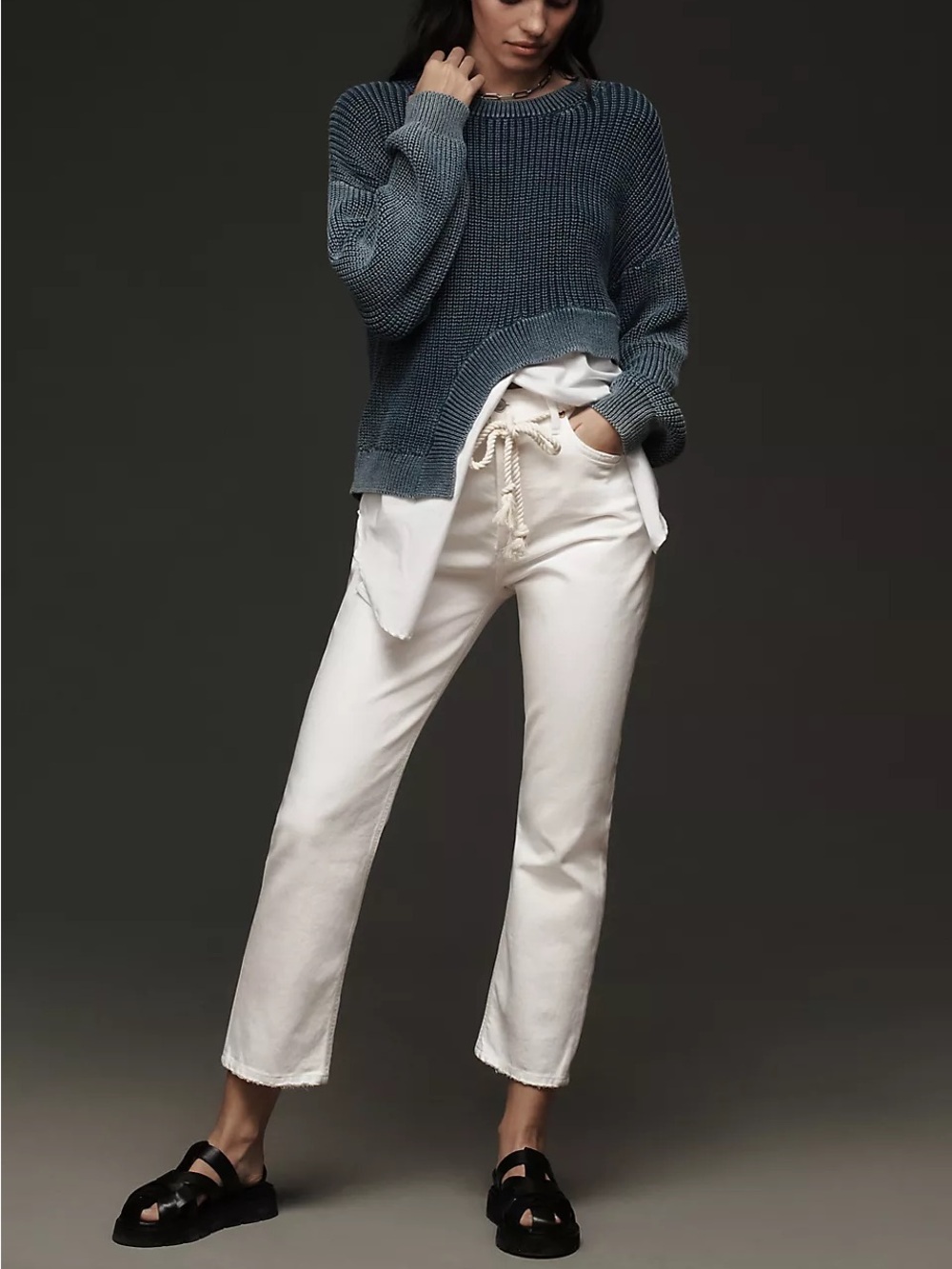 Agolde Riley Crop High Rise Straight Jeans in Sour Cream White size 28 - Picture 3 of 11